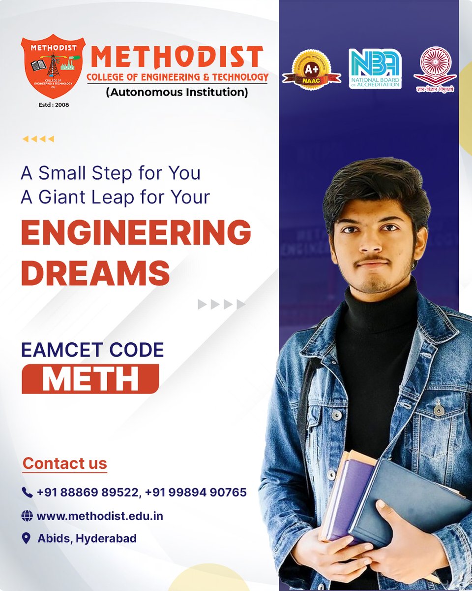 MCETHyderabad's tweet photo. A Small Step for You, A Giant Leap for Your #ENGINEERING DREAMS!๐
Join #MethodistCollege of Engineering & #Technology and turn your ambitions into achievements.
#EngineeringDreams #JoinMethodist #FutureEngineers #InnovationStartsHere #MCET #Admissions2025 https://t.co/wr8QdOSDPY