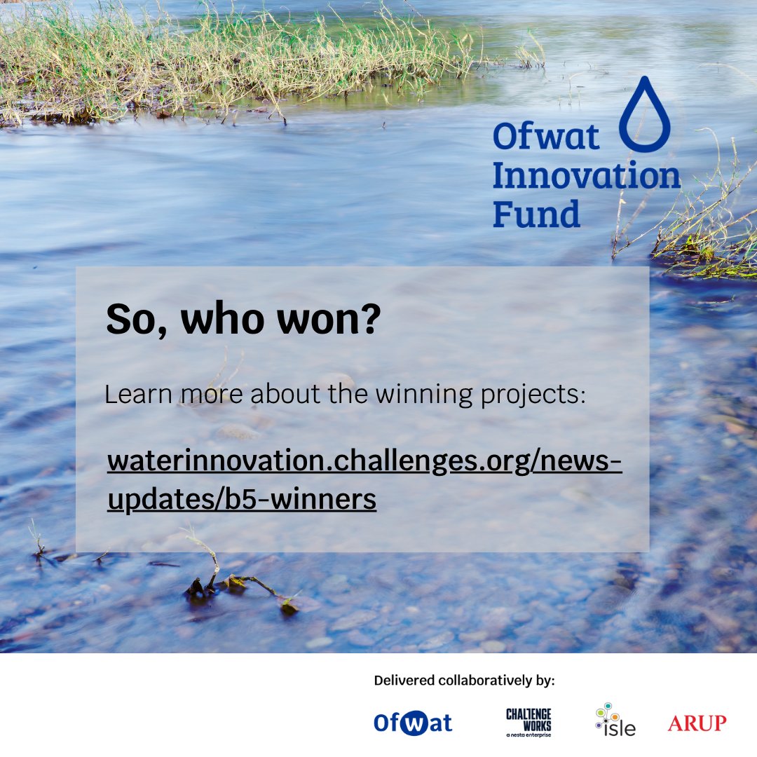 Ofwat (@ofwat) on Twitter photo 16 Water Breakthrough Challenge winners announced! 🏆🎉
From micro-satellites detecting leaks, slow-sand filtration for cleaning water and heat recovery in sewer networks; learn about the projects aiming to contribute to a better water system for all: waterinnovation.challenges.org/news-updates/b… 16 Water Breakthrough Challenge winners announced! 🏆🎉
From micro-satellites detecting leaks, slow-sand filtration for cleaning water and heat recovery in sewer networks; learn about the projects aiming to contribute to a better water system for all: waterinnovation.challenges.org/news-updates/b…