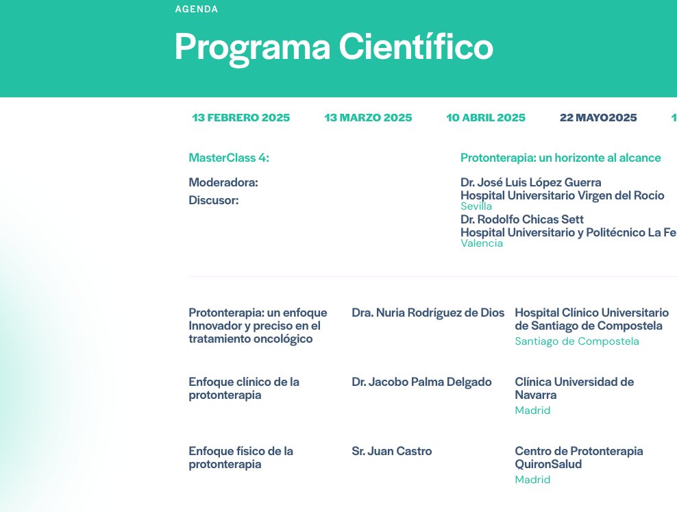 4ª Masterclass #Radioterapia en Cáncer de Pulmón ➡️Protonterapia: un horizonte al alcance  
📆Jueves 22 de mayo  
ℹ️goecp.seor.es