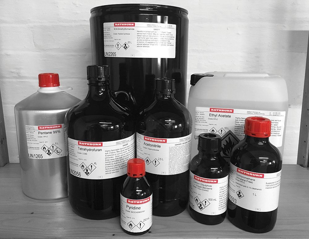 TotalLabSupply's tweet image. Elevate your research with the exceptional quality of Rathburn Chemicals' high purity range from Total Lab Supplies! Trust the best for your sensitive analyses. HPLC, Glass Distilled, LC-MS &amp;amp; Peptide synthesis &amp;amp; DNA synthesis grade solvents #Rathburn #ChemicalPurity #LabWork