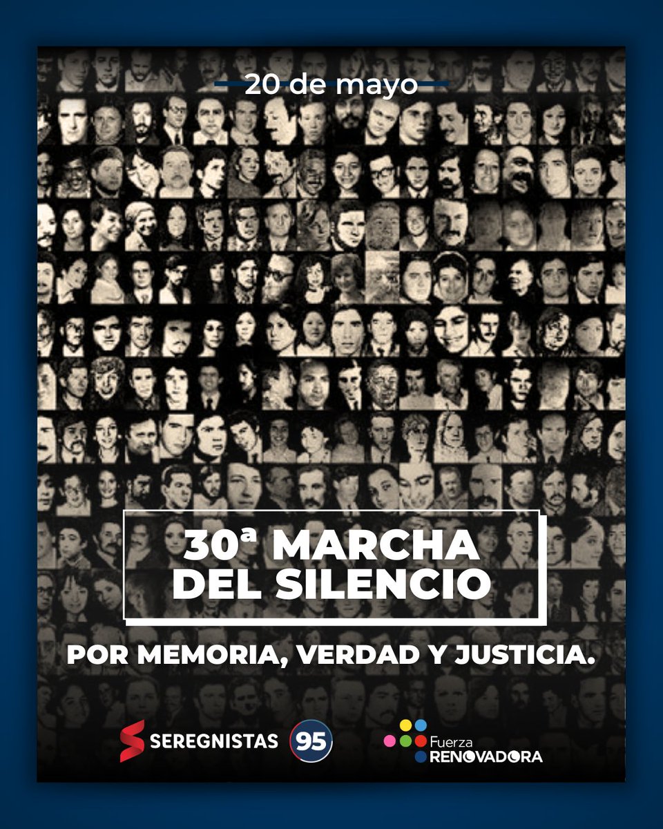 30ª Marcha del Silencio.
Este 20 de mayo, volvemos a las calles. Con el silencio que grita.
Con la fuerza de la memoria.
Por Verdad y Justicia. Nunca más.