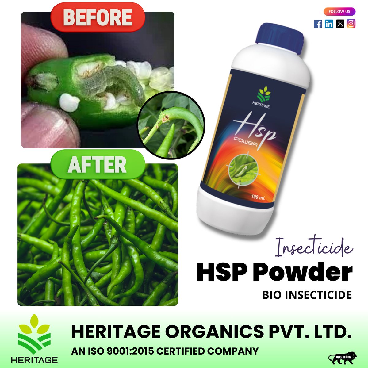 HPesticide6430's tweet photo. 🛑 Before: Pest-infested crops.
✅ After: Healthy, vibrant harvests!
📞 Call Now: +91 9368728563
🌐 https://t.co/pxu2RTly5W
#HSPBioPower #HeritageOrganics #PestFreeFarming #OrganicInsecticide #BioProtection #GreenChiliCare #FarmSmart #HeritagePesticide #GrowWithConfidence https://t.co/8GKRuttOcY