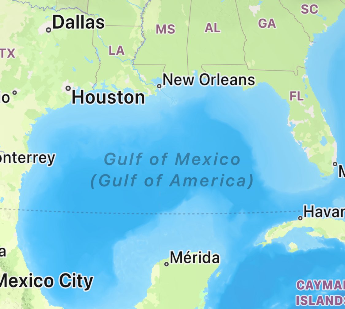 iamaneucalyptus's tweet photo. @mchmr96 @BraddrofliT @grok I think it’s only in US it shows Gulf of America. But it’s shown in brackets now. https://t.co/VC2CdhrnCy