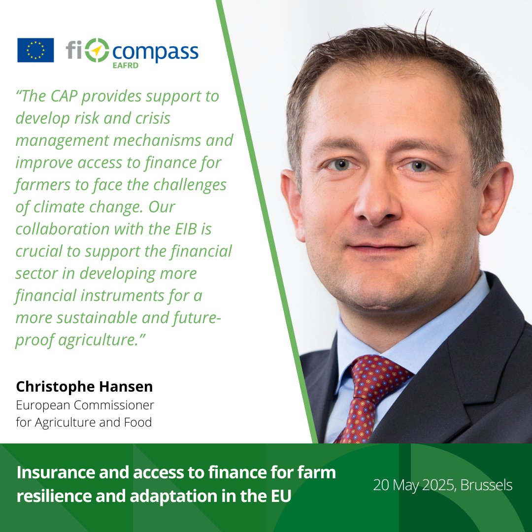 fi-compass (@ficompass) on Twitter photo EU Commissioner for <a href="/EUAgri/">EU Agriculture🌱</a>, <a href="/CHansenEU/">Christophe Hansen</a>, highlights how CAP provides support for farmers and applauds collaboration with the <a href="/EIB/">European Investment Bank</a> to support the financial sector in developing more financial instruments for a more sustainable and future-proof agriculture.
#EAFRD #ficompass EU Commissioner for <a href="/EUAgri/">EU Agriculture🌱</a>, <a href="/CHansenEU/">Christophe Hansen</a>, highlights how CAP provides support for farmers and applauds collaboration with the <a href="/EIB/">European Investment Bank</a> to support the financial sector in developing more financial instruments for a more sustainable and future-proof agriculture.
#EAFRD #ficompass