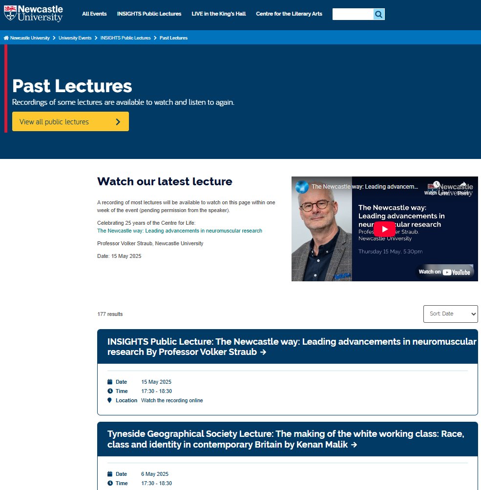 InsightsNCL's tweet image. Missed a lecture? 

Recordings of past lectures are available to watch on the INSIGHTS Public Lectures webpage