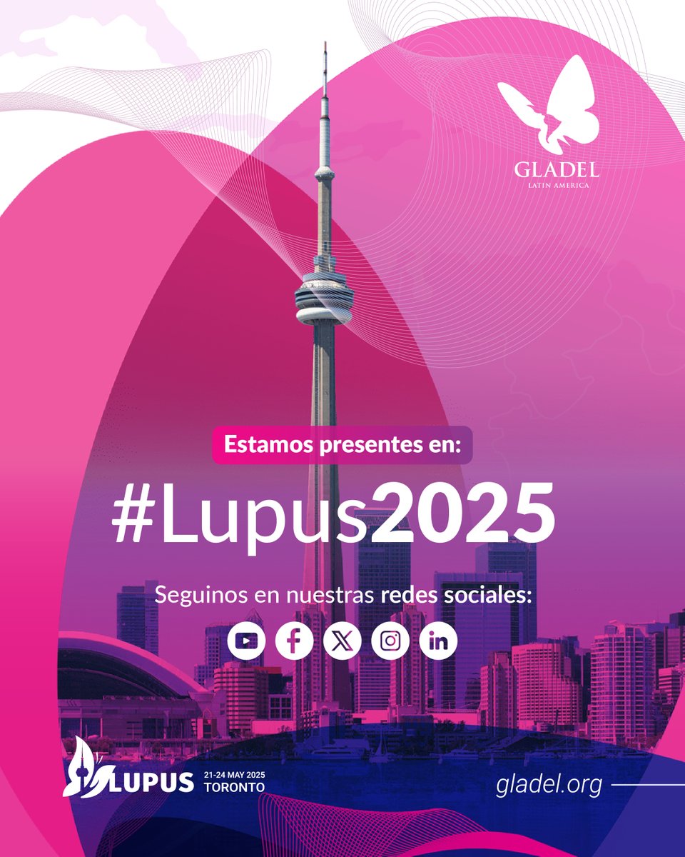 GLADEL (@gladel_latam) on Twitter photo Estamos aquí para ser parte del 16º Congreso Internacional sobre Lupus Eritematoso Sistémico #LUPUS2025.
Toronto, Canadá, del 21 al 24 de mayo de 2025.
.
.
.
#Lupus2025 #Lupus #LES #SLE #GLADEL Estamos aquí para ser parte del 16º Congreso Internacional sobre Lupus Eritematoso Sistémico #LUPUS2025.
Toronto, Canadá, del 21 al 24 de mayo de 2025.
.
.
.
#Lupus2025 #Lupus #LES #SLE #GLADEL