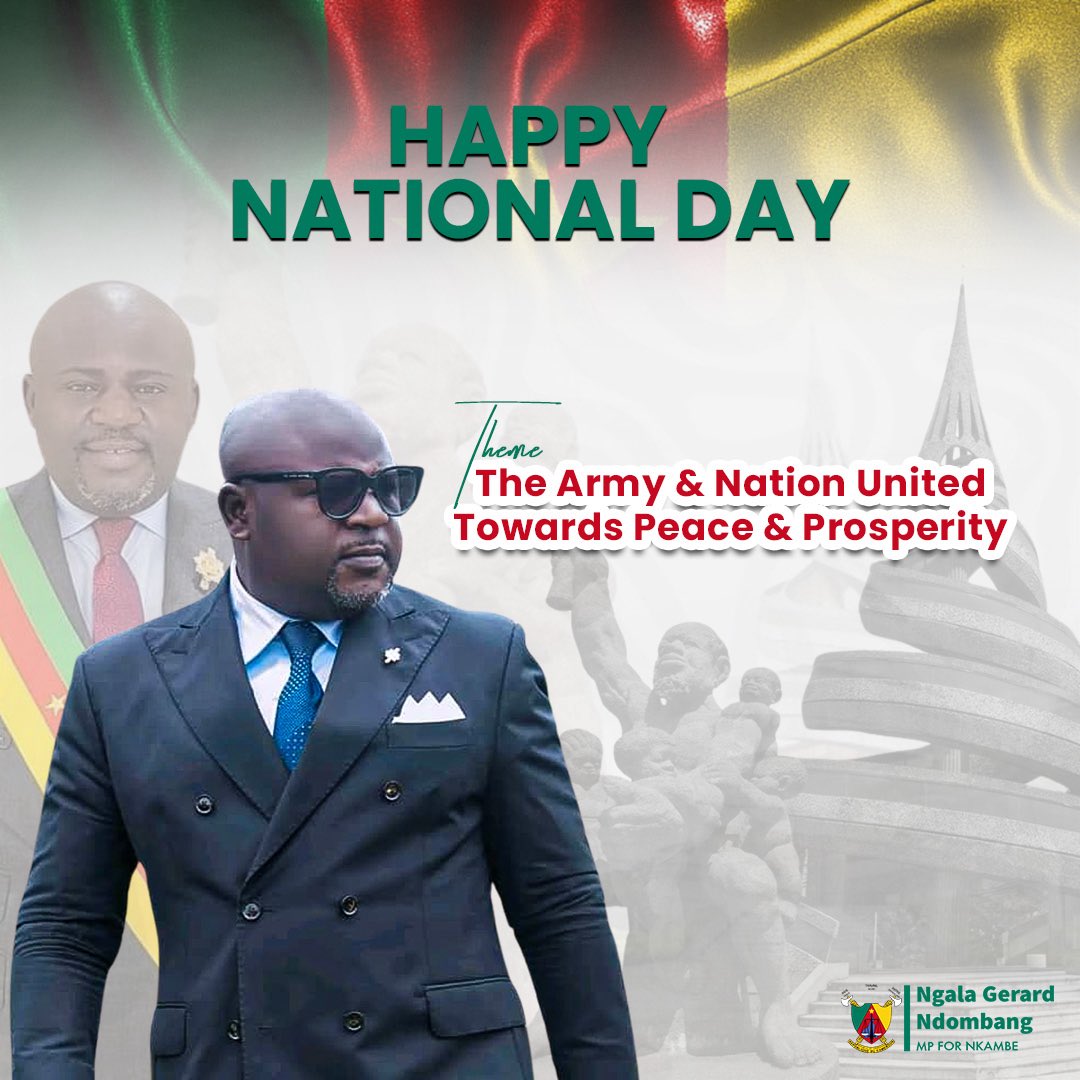 Happy 53rd National Unity Day! 🇨🇲

Today, we celebrate the unity, strength, and resilience of our great nation, Cameroon under the theme: 

"The Army and Nation United towards peace and prosperity"

We as Cameroonians to work together to protect our country and ensure peace reing