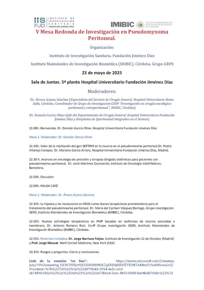 Nuevo ponente Invitado a la V Mesa de Investigación en PMP:  el Prof. Jorge Moscat. De la Weill Cornell Medicine, New York (USA).  Un gran honor tenerle entre nosotros!