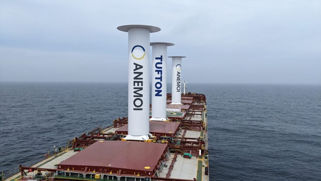 OE_greenmarine's tweet photo. LR confirms performance of Anemoi rotor sails after 167 on-off tests on Kamsarmax bulker
https://t.co/2oAE4TWrEf

#maritime #shipping #decarbonization #rotorsails #windpropulsion #bulkers https://t.co/wDRsXM3Q9c