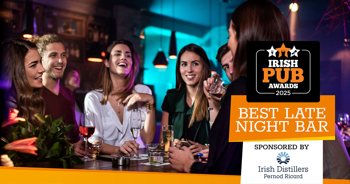 Irish Pub Awards (@irishpub_awards) on Twitter photo Is your bar the last stop of the night & the one everyone remembers? From the music, lively crowd & the atmosphere we want to hear from you.
Enter Best Late Night Bar go to irishpubawards.ie Entries Close May 30!
Category sponsored by <a href="/IrishDistillers/">Irish Distillers</a> #IrishPubAwards2025 Is your bar the last stop of the night & the one everyone remembers? From the music, lively crowd & the atmosphere we want to hear from you.
Enter Best Late Night Bar go to irishpubawards.ie Entries Close May 30!
Category sponsored by <a href="/IrishDistillers/">Irish Distillers</a> #IrishPubAwards2025