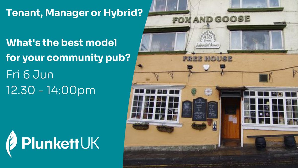 Which model is right for your community pub?🍻

Join our FREE lunchtime webinar to explore your options &amp; learn about ideas you may not have considered before...👀

👉  eventbrite.co.uk/e/tenant-manag…