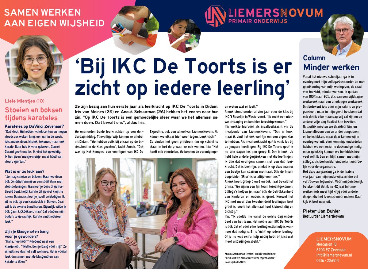 🥋 Liefe (DaVinci Zevenaar) koos voor karateles: “Ik hou van stoere sporten!”
👩‍🏫 Iris &amp; Anouk (beiden 26) zijn gestart op IKC De Toorts in Didam: “We doen het echt samen.”
📲 Nu online
🗞️ Morgen in de Duiven, Westervoort en Zevenaar Post
#LiemersNovum #onderwijs #nieuwsflits