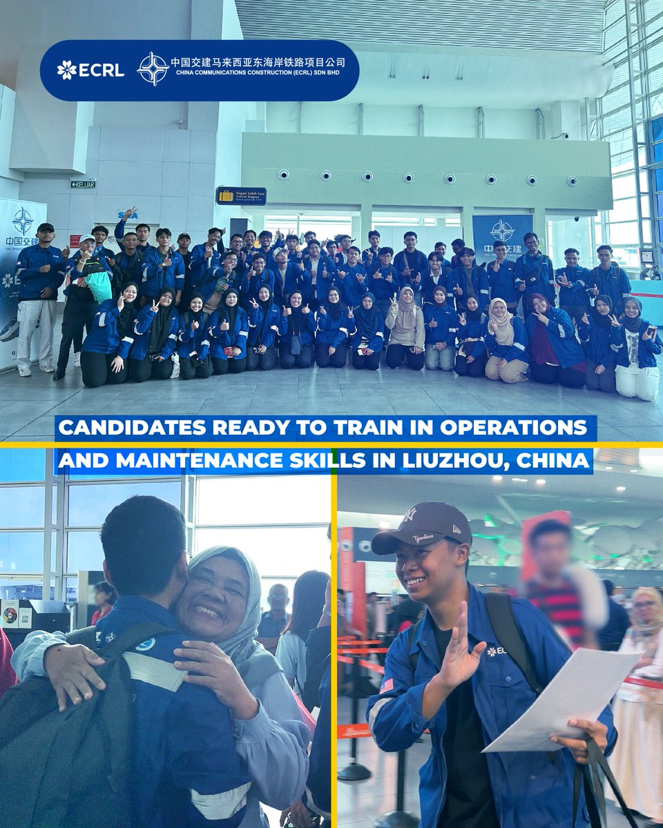CCCECRL's tweet photo. After receiving their offer letters last week, they’re now off to Liuzhou, China for a year-long Operation & Maintenance training programme!
Wishing them safe travels and a great learning journey ahead!
#ECRL #CCCECRL #OMTeam https://t.co/qKzH4YqDF6