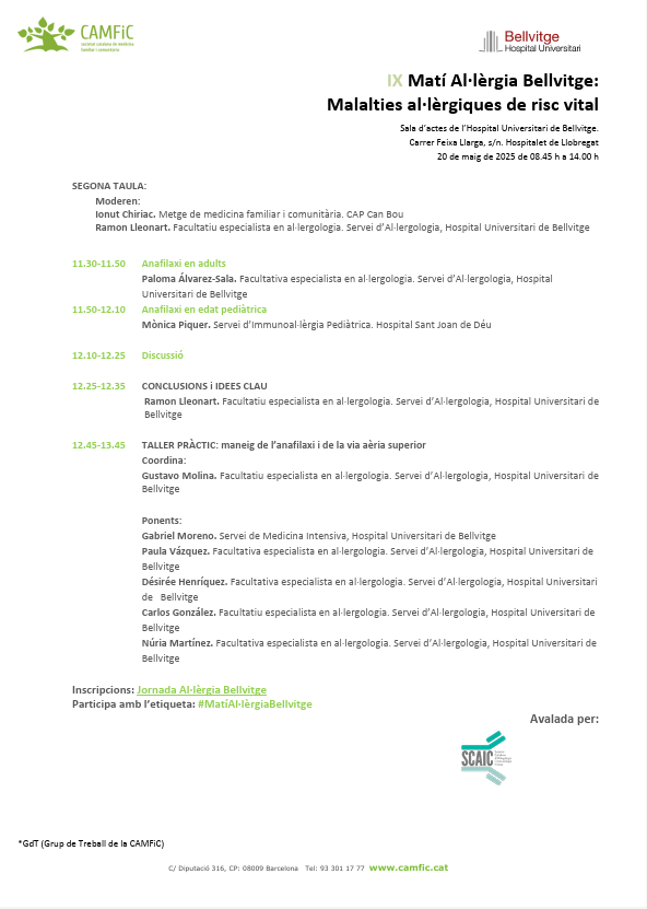 📢Ja som a la sala d’actes de l’Hospital de Bellvitge per a una nova edició del #MatíAl·lèrgiaBellvitge 
📅 Avui parlem de malalties al·lèrgiques de risc vital i del paper clau de l’atenció coordinada entre AP i hospital. Segueix el fil 👇🧵
