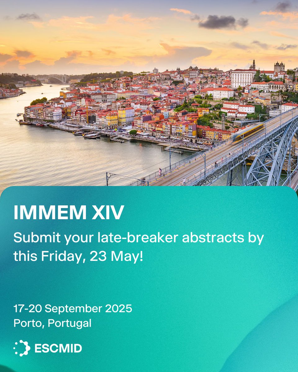 ESCMID's tweet photo. #IMMEM XIV late-breaker abstract submission closes this Friday!
Don't miss your opportunity to be a part of the scientific programme on microbial typing & #genomics.
Learn more and submit your late-breaker by Friday, 23 May 2025: https://t.co/qdbex9r2vD https://t.co/sDcgrqcnIL