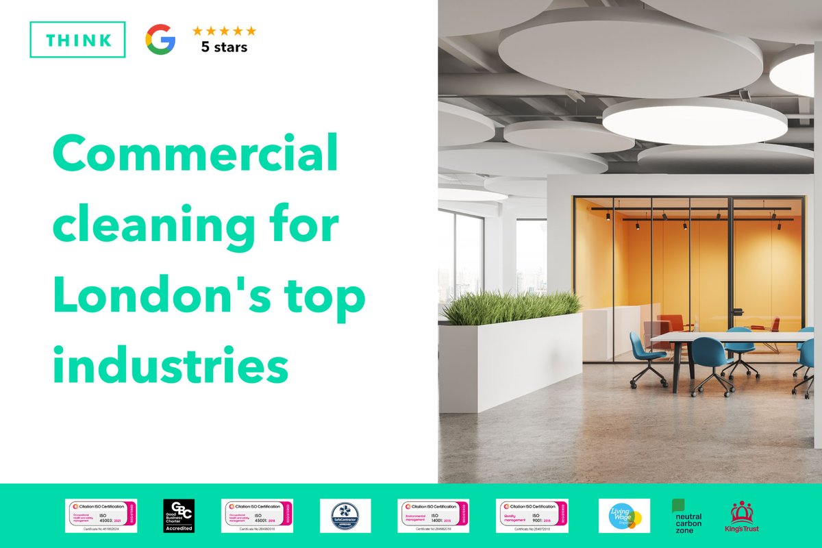 ✨ Think FM is an expert commercial cleaning company in London - we deliver exceptional commercial cleaning services across many industries 💼

Read more about the sectors we serve:
ow.ly/EjyM50VVp2v 

#commercialcleaning #officecleaning