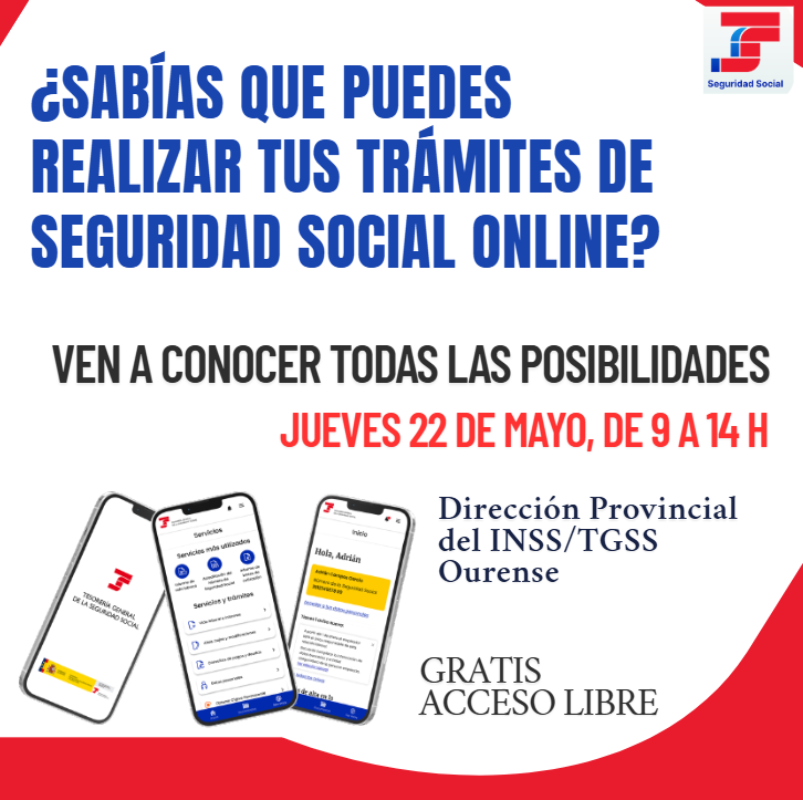 inclusiongob's tweet photo. 📲 Taller para conocer las apps #IMPORTASS y #TUSS, fundamentales para hacer trámites administrativos con la Seguridad Social.

🗓️ El jueves, 22 de mayo, de 9 a 14h en la Dirección Provincial de @info_TGSS e INSS de Orense. 

#SAA2025 https://t.co/F7EdUVcxxw