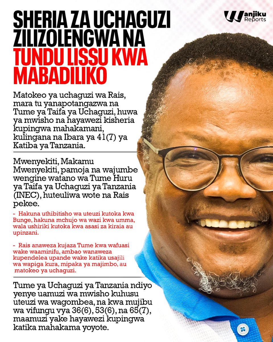 WanjikuReports's tweet photo. Sheria za Uchaguzi za Tanzania zinazopendekezwa na Tundu Lissu zirekebishwe. https://t.co/GddWLHkYLW