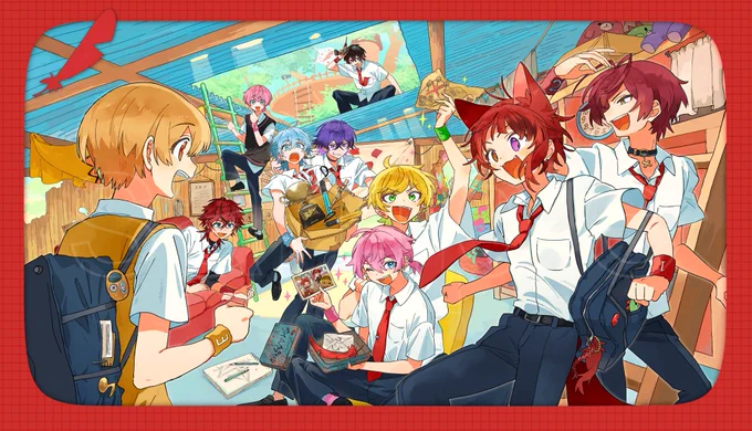 【】ご報告が遅れました、STPR紅組の皆様の『ウィーアー!』歌ってみたMV にて、イラストでお手伝いをさせていただいておりました! また集った紅組の皆様を描かせていただけてとても嬉しいです。 カラフルでわいわいした雰囲気、素敵なMVでぜひご覧ください…!!
