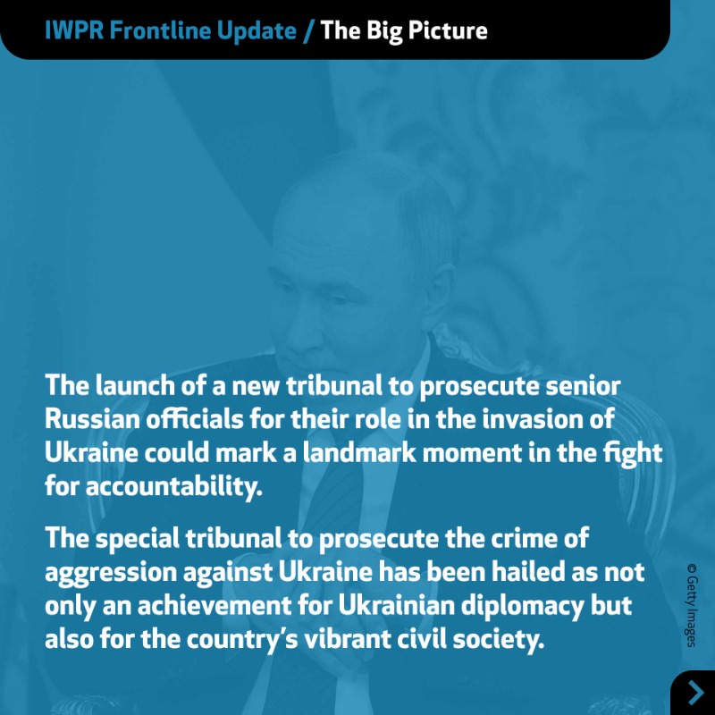 IWPR's tweet photo. In the latest #IWPR Frontline Update, read about how the launch of a new international tribunal could mark a landmark moment for justice in Ukraine.
#Ukraine #InternationalJustice #WarCrimes #Putin #tribunal