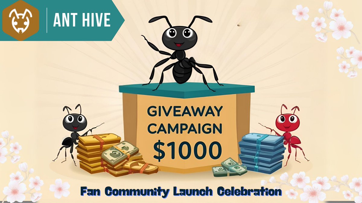 🎉Celebrate the Launch of Our Fan Community🔥
 Win Your Share of $1,000 in $ANT 🚀

Tasks
✅Follow @AntHive_web3
✅Like &amp; RP
✅Join our Discord: discord.gg/s2SHARe2kf
✅Create a wallet (see guide in the form) &amp; submit the form:
 forms.gle/kor1p6VyL22zV6…

#Web3 #APUS #Crypto