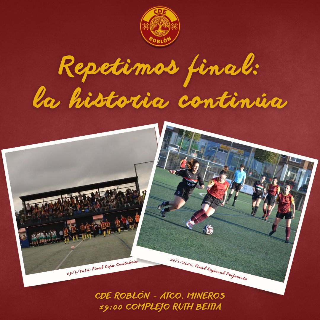 CdeRoblon's tweet photo. 🔁 Repetimos final: la historia continúa

Un año después del partido más emocionante de nuestra historia, comienza una semana en la que los focos del fútbol femenino cántabro volverán a centrarse en La Albericia.

Ante las adversidades, juntos seremos más fuertes.

🧡 Aupa Roblón https://t.co/0RzmCgjgCB