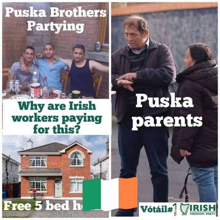 killer_noodle's tweet photo. @Michael54325847 This huge, ugly Puska tribe of Roma criminal scum, are 16+years leeching off Ireland.
All living off FULL welfare handouts, All living in lovely, FREE houses &amp; apartments.
None have ever worked a day.
All obstructed the Garda murder inquiries. 
#DEPORT THE PUSKA PARASITE TRIBE# https://t.co/AOSHaJc7ry