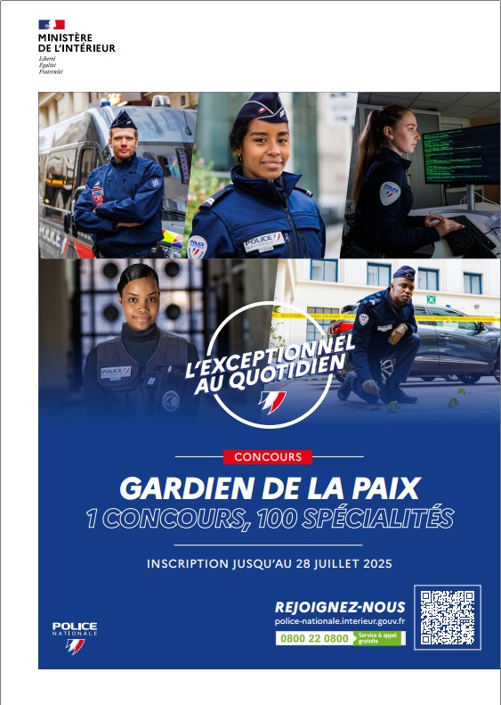 Prefet84's tweet image. 🚨 #Recrutement I Vivez l’exceptionnel au quotidien : devenez #gardien de la paix !

👮‍♀️ Plusieurs milliers de postes à pourvoir

📅 Inscriptions ouvertes jusqu’au 28 juillet 2025

👉 Postulez dès maintenant : urlr.me/Ktgrc
#Concours #EmploiPublic #Sécurité