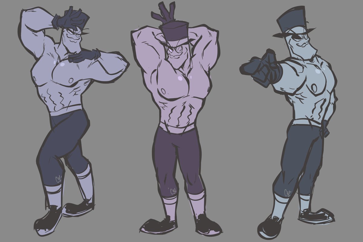 CilWard's tweet image. Some Jojo-posing Muscle Hat's doodles
Open to new posing suggestions to add 🤓
#Villanos #Villainous #MuscleHat #BlackHat #RELEASEVILLAINOUS