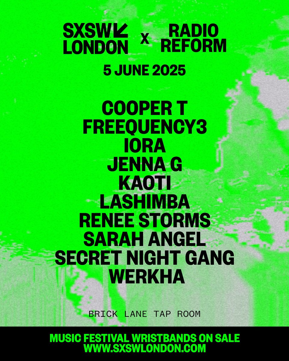 SNG_Manchester's tweet photo. We are super excited to be playing for the first time ever @sxswlndn this year on the 5th of June @bricklanetap as part of @reformradio. Grab your tickets https://t.co/VKCBSNbWD3