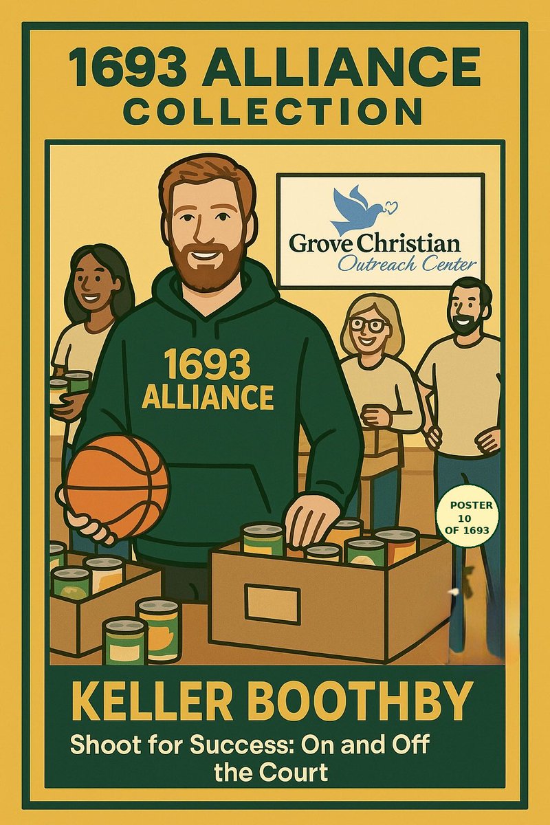 Today we release Poster 10 of the 1693 Alliance Collection featuring Keller Boothby.

In just one season, Keller brought leadership, toughness, and heart to the Tribe — and made a mark that will be felt long after.
But his impact didn’t stop on the court. Through the 1693