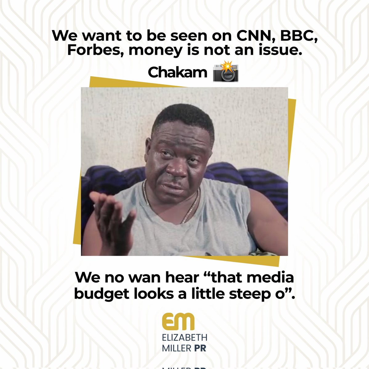 EMillerPR's tweet photo. Said it with your full chest yesterday, whispering today? Chakam 📸

#WeKeepReciepts #PublicRelations #ElizabethMillerPR https://t.co/eUeCJ2kpvt