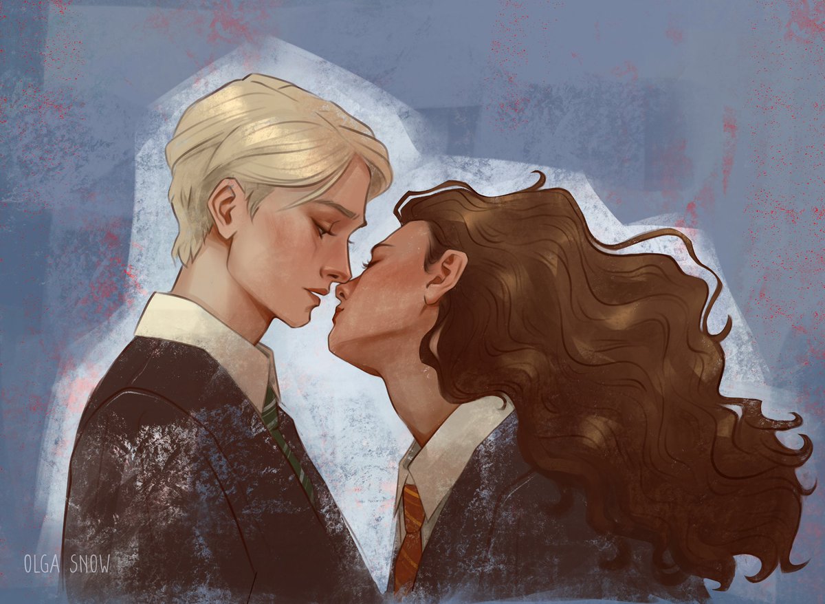 olgasnoww's tweet image. My first #dramione 🦁🐍 Can't decide which one is better - warm or blue background #DracoMalfoy #HermioneGranger #dramionefanart