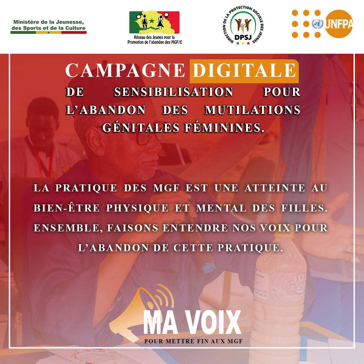 Réseau des Jeunes contre l'Excision (@reseau_mgf_me) on Twitter photo Les MGF détruisent le corps et brisent l’esprit.
Aucune tradition ne doit primer sur la santé et les droits des filles.
Ensemble, élevons nos voix pour y mettre fin !
Cette campagne est financée par <a href="/UNFPASenegal/">UNFPASénégal</a> #MaVoixPourLesFilles
#ZéroExcision #StopMGF #DroitsDesFilles Les MGF détruisent le corps et brisent l’esprit.
Aucune tradition ne doit primer sur la santé et les droits des filles.
Ensemble, élevons nos voix pour y mettre fin !
Cette campagne est financée par <a href="/UNFPASenegal/">UNFPASénégal</a> #MaVoixPourLesFilles
#ZéroExcision #StopMGF #DroitsDesFilles