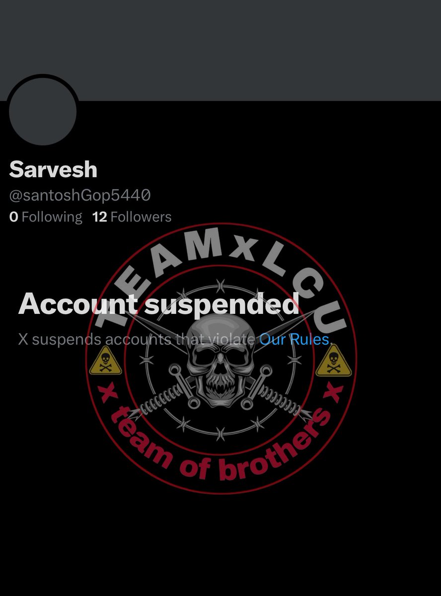 LCU_TEAM's tweet photo. Suspended @santoshGop5440😂

Fd - #AbhishekMalhan 

#ElvishArmy #GorillaGang https://t.co/DnYs6wn4Xo