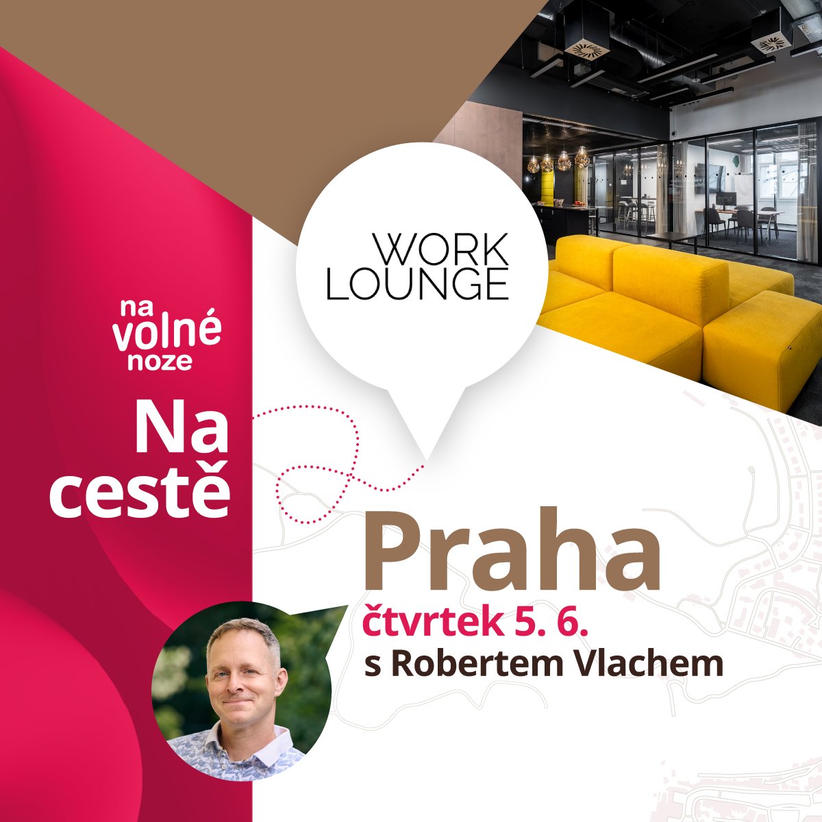 Praha svolává volnonožce! 👋

Přijďte s námi ve čtvrtek 5.6.2025 strávit příjemný čas navazováním kontaktů s jinými profíky na volné noze, povídáním o podnikání a prací v moderním prostředí pražského coworkingu WorkLounge Příkopy 💙

Účast je ZDARMA a nemusíte se nikam předem