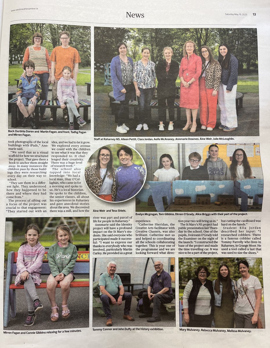 National Arts in Education (@national_aie) on Twitter photo Just fantastic to have this wonderful article published about one of our <a href="/athloneec/">Athlone Ed. Centre</a> Creative Clusters schools Raharney National School by the <a href="/WHExaminer/">Westmeath Examiner</a>.
Within their Cluster, students explored their theme of identity and local heritage. The pupil led project allowed students Just fantastic to have this wonderful article published about one of our <a href="/athloneec/">Athlone Ed. Centre</a> Creative Clusters schools Raharney National School by the <a href="/WHExaminer/">Westmeath Examiner</a>.
Within their Cluster, students explored their theme of identity and local heritage. The pupil led project allowed students