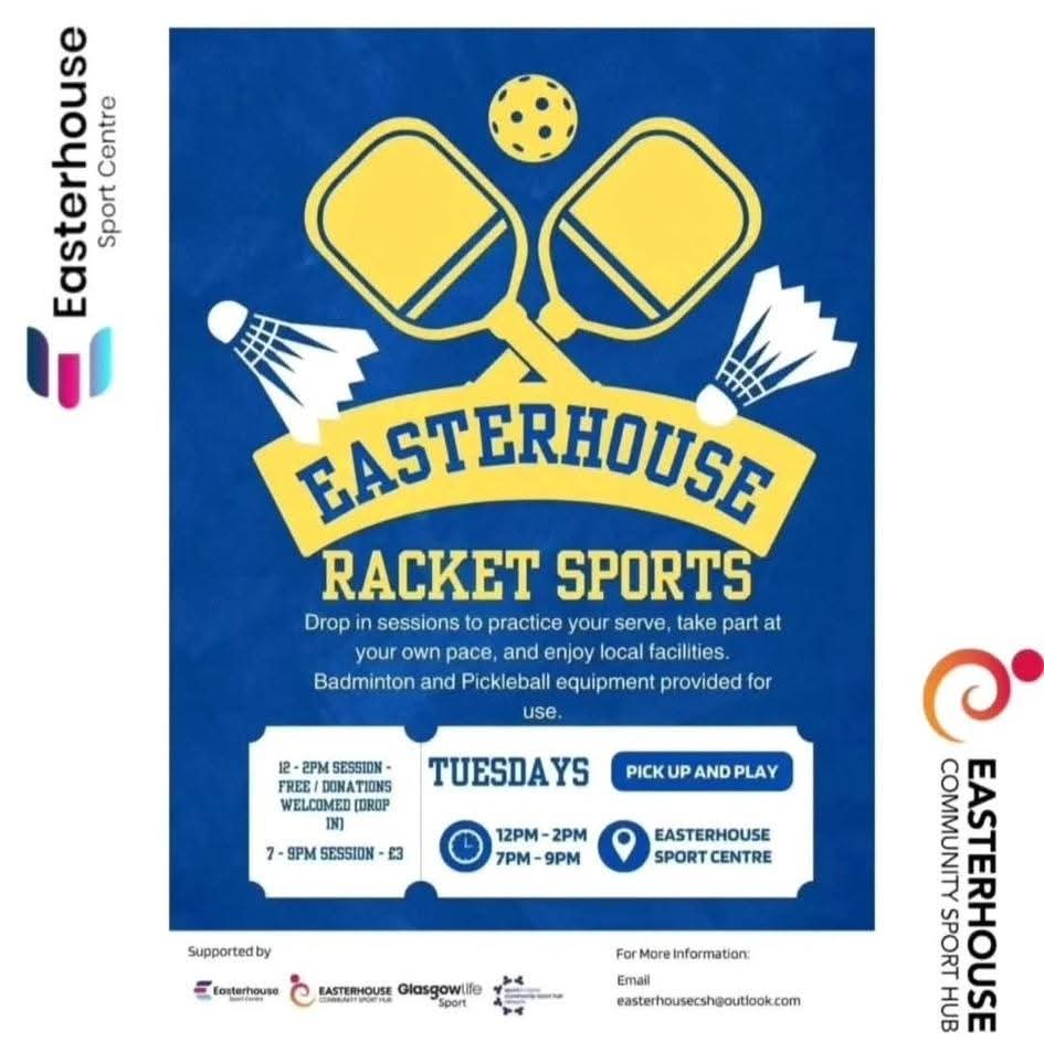 Easterhouse Sport Centre (@easterhouse_sc) on Twitter photo Badminton & Pickleball sessions are open to all β no matter your level. Just drop in, play at your own pace, and enjoy the vibes. Equipment is provided, so all you need to bring is you! πΈπΎ
ππΌππΌ
<a href="/EasterhouseCSH/">Easterhouse CSH</a>
#EasterhouseRacketSports #PickUpAndPlay Badminton & Pickleball sessions are open to all β no matter your level. Just drop in, play at your own pace, and enjoy the vibes. Equipment is provided, so all you need to bring is you! πΈπΎ
ππΌππΌ
<a href="/EasterhouseCSH/">Easterhouse CSH</a>
#EasterhouseRacketSports #PickUpAndPlay