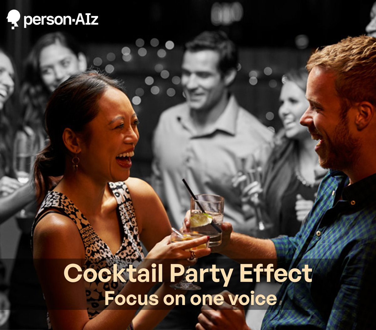 Person_Aiz's tweet photo. The "cocktail party problem" affects everyone! That's why Reevo is great for those with mild hearing challenges or as a backup when taking a break from hearing aids. 🍸 #SundayFacts #HearingTech https://t.co/qIAv8Q7Hpd