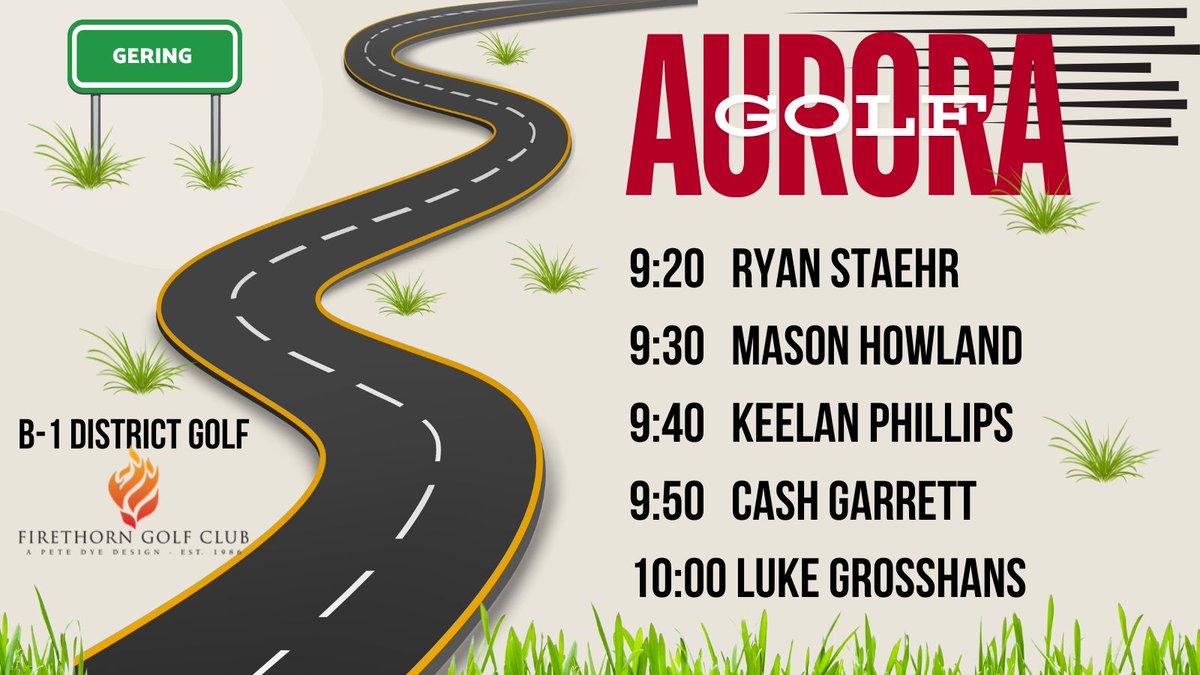 Aurora Golf (@husky_golf) on Twitter photo B-1 District today at <a href="/FirethornGolf/">Firethorn Golf Club</a>
Top 3⃣ Teams advance and Top 🔟Individuals.
#huskiesgolf B-1 District today at <a href="/FirethornGolf/">Firethorn Golf Club</a>
Top 3⃣ Teams advance and Top 🔟Individuals.
#huskiesgolf