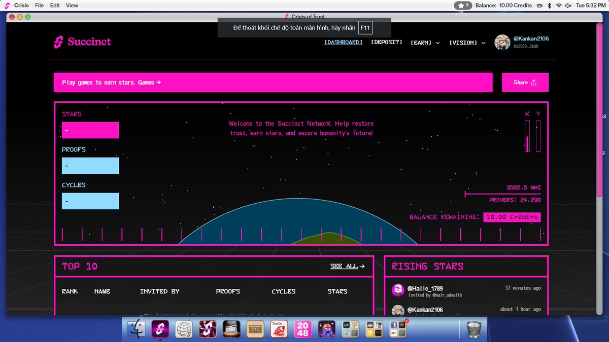 I'm on the <a href="/SuccinctLabs/">Succinct</a> leaderboard! #SuccinctStars 

Thank you <a href="/0xCRASHOUT/">crashout</a> and <a href="/Miley_nguyen2k/">Miley</a>