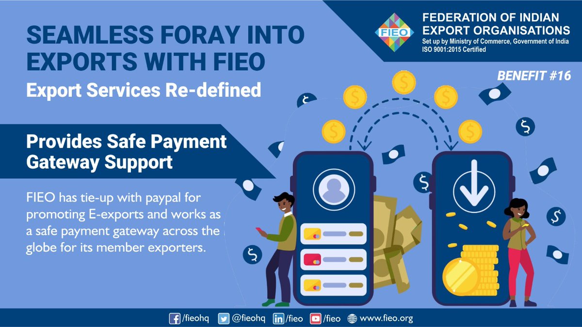 FieoHq's tweet photo. Why to become a FIEO Member❓

BENEFIT #16
Provides Safe Payment Gateway Support

Find out more about FIEO membership, arrange a call with our membership team: https://t.co/2LCjgazVqV

#ExportServicesRedefined

#FIEO60 #FIEODJC2025 #FIEODiamondJubilee #DiamondJubileeCelebrations https://t.co/oPSvwLaeiI