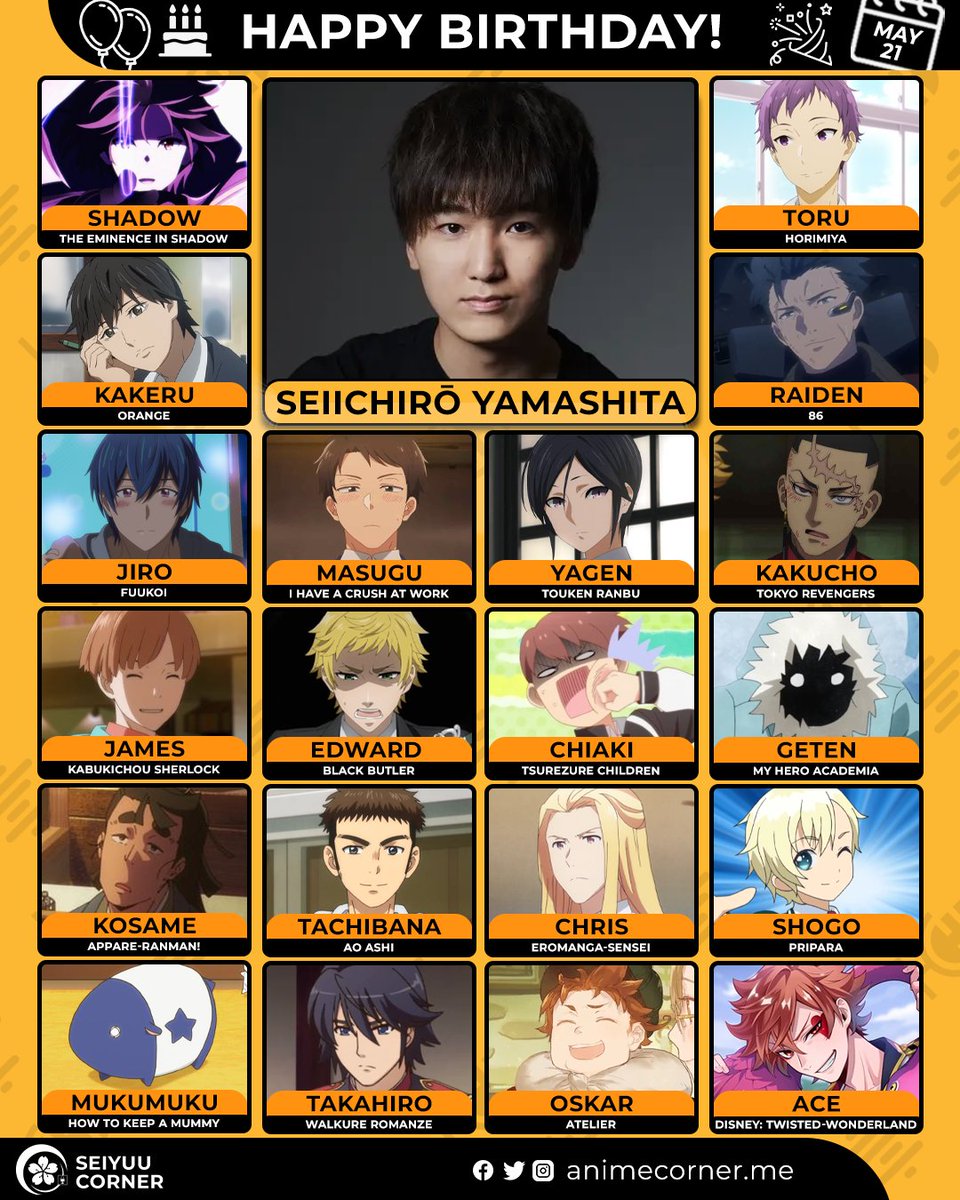 Seiyuu Corner (@seiyuucorner) on Twitter photo Happy 33rd birthday Seiichiro Yamashita! 🎉
Let's wish Seichi all the best <a href="/seichiro0521/">山下誠一郎 Seiichiro Yamashita</a>
#SeichiroYamashita #山下誠一郎 Happy 33rd birthday Seiichiro Yamashita! 🎉
Let's wish Seichi all the best <a href="/seichiro0521/">山下誠一郎 Seiichiro Yamashita</a>
#SeichiroYamashita #山下誠一郎