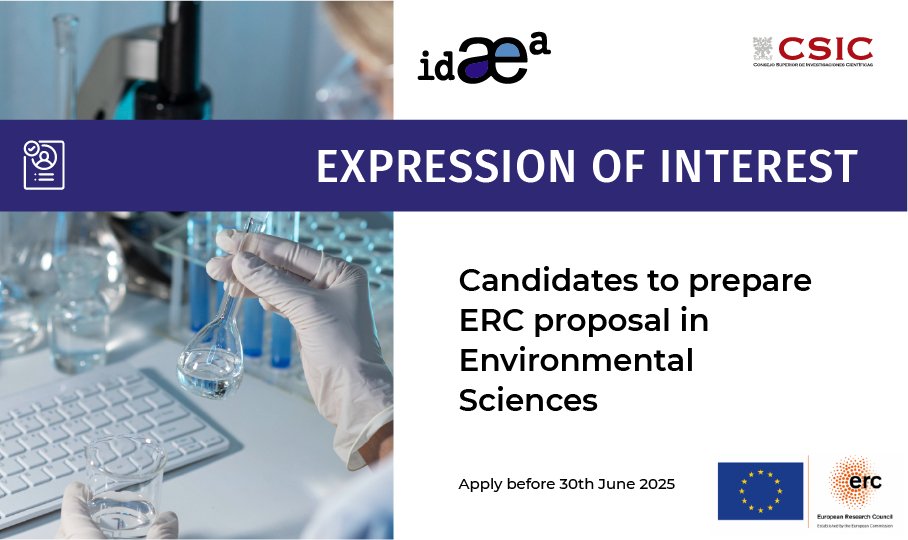 Inst. of Environmental Assessment & Water Research (@idaea_csic) on Twitter photo 📢 #ExpressionOfInterest
If you have innovative ideas to advance research in #EnvironmentalSciences, we want to hear from you!
Prepare with us your <a href="/ERC_Research/">European Research Council (ERC)</a> (Starting or Synergy) proposal, and join our interdisciplinary center
Check all the info👉 bit.ly/4kv9NuB 📢 #ExpressionOfInterest
If you have innovative ideas to advance research in #EnvironmentalSciences, we want to hear from you!
Prepare with us your <a href="/ERC_Research/">European Research Council (ERC)</a> (Starting or Synergy) proposal, and join our interdisciplinary center
Check all the info👉 bit.ly/4kv9NuB