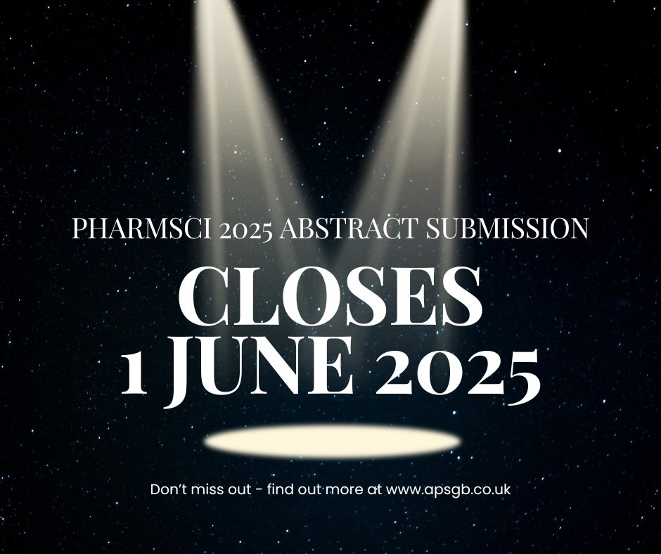 PharmSci 2025 Abstract Submission deadline is fast approaching.  Don't miss this opportunity to showcase your work at our flagship conference in Cardiff in September.  ABSTRACT SUBMISSION CLOSES 1 JUNE 2025.  Find out more here: apsgb.co.uk/pharmsci-2025/…