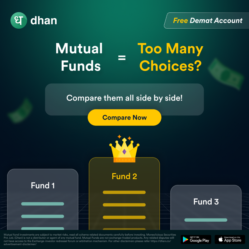 DhanHQ's tweet photo. Confused about which Mutual Fund you should invest in? compare your options to find out! 

Use Dhan's Mutual Fund Comparison tool to see mutual funds by returns, risk, and more.