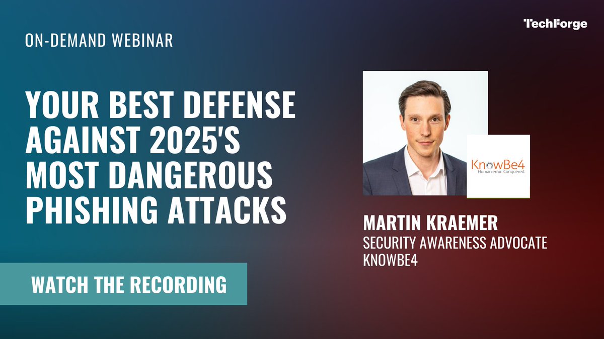 Don't forget to check out the on-demand recording for <a href="/KnowBe4/">KnowBe4</a>'s  informative webinar, Your Best Defense Against 2025's Most Dangerous Phishing Attacks. Shape your cybersecurity strategy for 2025 and beyond: event.eu.on24.com/wcc/r/80001344…
#CyberAttacks #cybersecurity #AI #Webinar