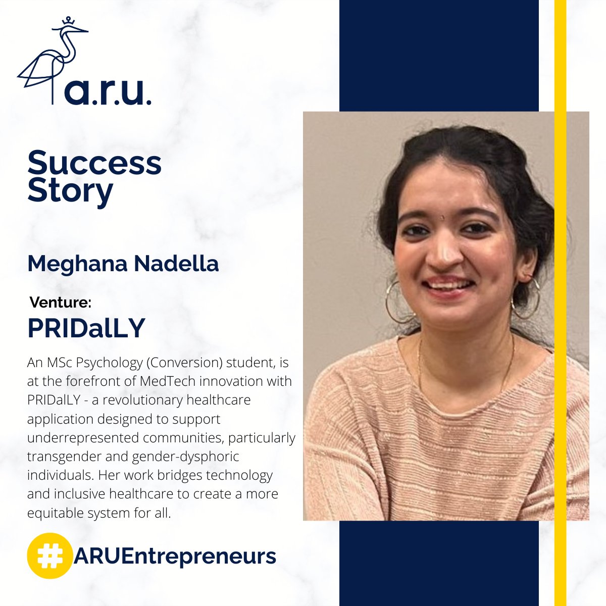 This week, we’re proud to feature meghana Nadendla Nadella, an MSc Psychology (Conversion) student who is leading the way in MedTech innovation with her venture, PRIDalLY.
Read more: shorturl.at/IrkTb