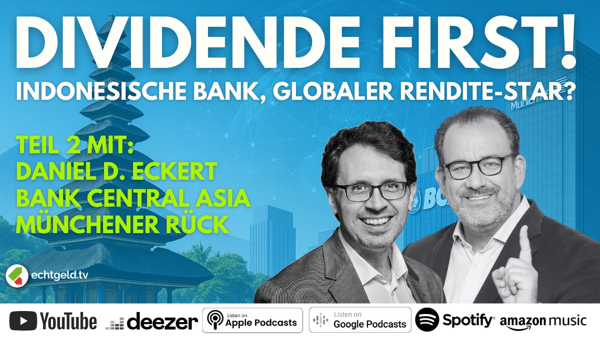 echtgeldtv (@echtgeldtv) on Twitter photo Seit 2004 in seinem Depot: <a href="/Tiefseher/">Daniel D. Eckert</a> spricht mit <a href="/takberlin/">Tobias Kramer</a> über seine BCA-Aktie und warum er trotz Rückschlag nicht verkauft. Dazu: Münchener Rück als Dividenden-Kraftwerk. Zwei Welten, ein Stil. Jetzt bei <a href="/echtgeldtv/">echtgeldtv</a>!
YouTube-Link:
📌 youtu.be/KwVVXDuxR8w Seit 2004 in seinem Depot: <a href="/Tiefseher/">Daniel D. Eckert</a> spricht mit <a href="/takberlin/">Tobias Kramer</a> über seine BCA-Aktie und warum er trotz Rückschlag nicht verkauft. Dazu: Münchener Rück als Dividenden-Kraftwerk. Zwei Welten, ein Stil. Jetzt bei <a href="/echtgeldtv/">echtgeldtv</a>!
YouTube-Link:
📌 youtu.be/KwVVXDuxR8w