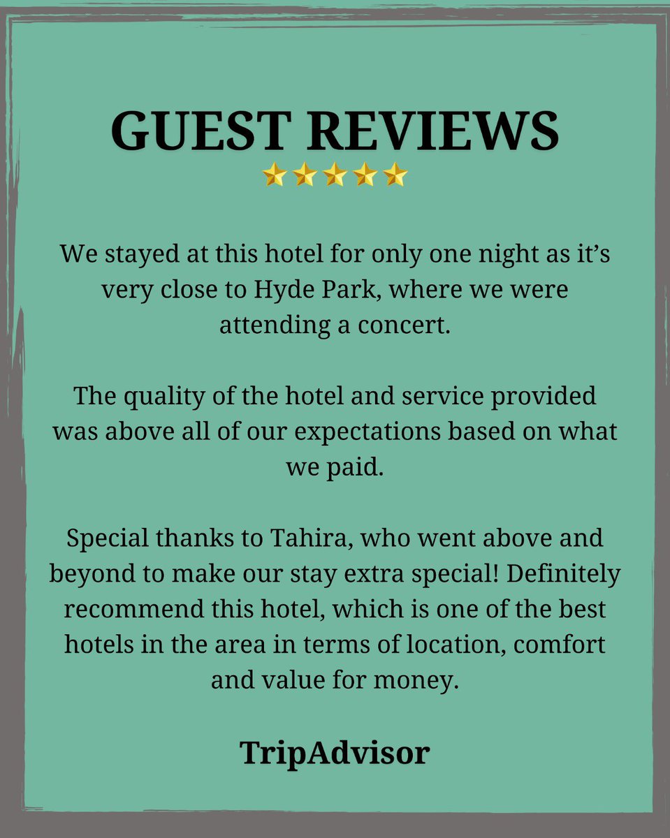 CIEdg_Rd's tweet photo. Don’t just take our word for it… hear it from our guests! 🛎️💬
We love reading about your travel experiences and happy stays. Thank you for choosing us to be part of your London adventures! 💙

#GuestExperience #ComfortInnEdgwareRoad #TripAdvisor #ChoiceHotels https://t.co/SueZ3qpofk